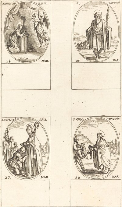 Bebudelsen; St. Castulus; St. Rupert; St. Gontran av Jacques Callot
