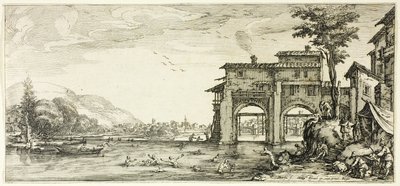 The Bathers, fra forskjellige scener designet i Firenze av Jacques Callot