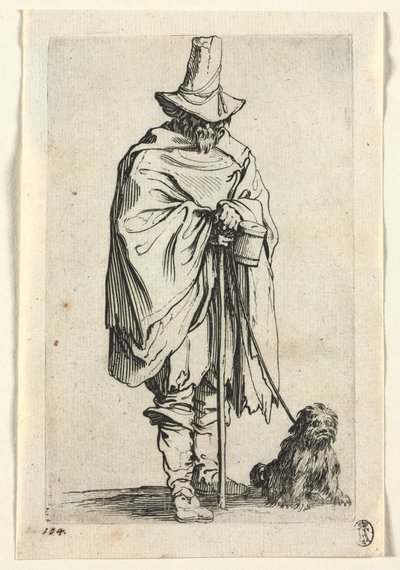 The Beggars: Blind Man with His Dog, ca. 1623. av Jacques Callot