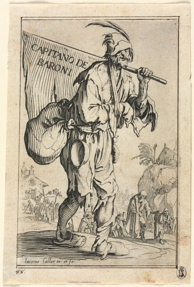 The Beggars: Frontispice: Kaptein for baronene av Jacques Callot