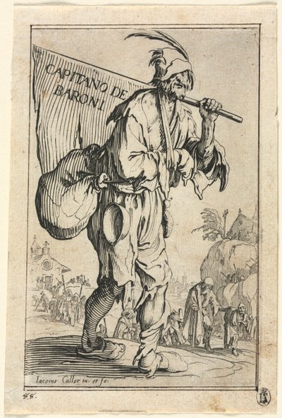 The Beggars: Frontispice: Captain of the Barons, ca. 1623. av Jacques Callot