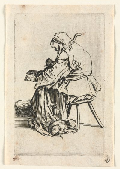 The Beggars: Old Woman and Cats , ca. 1623. av Jacques Callot