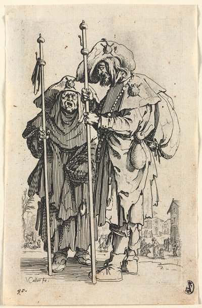 The Beggars: The Two Pilgrims, ca. 1623. av Jacques Callot