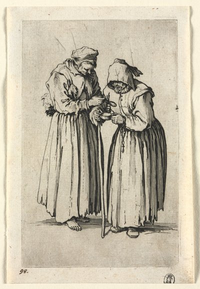 Tiggerne: To tiggerkvinner, ca. 1623. av Jacques Callot