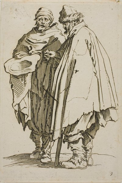 The Blind Man and his Companion, plate ni fra The Beggars av Jacques Callot
