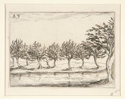 Søylene ved vannets kant - nr. 23 fra serien av Jacques Callot