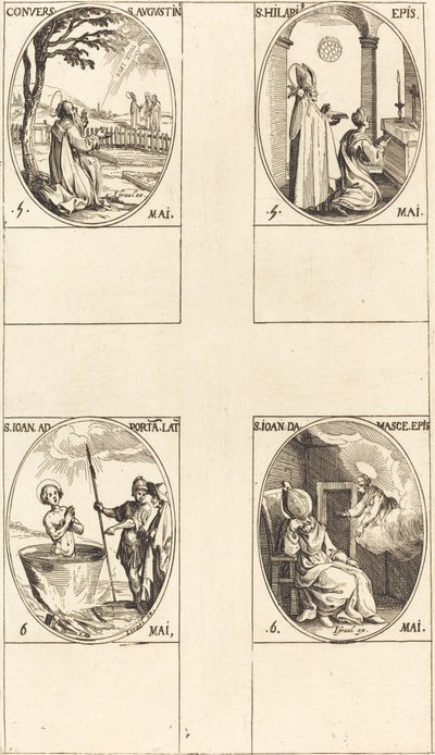 Konverteringen av Saint Augustine; Saint Hilary; Saint John før den latinske portalen; Den hellige Johannes av Damaskus av Jacques Callot