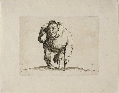 The Cripple med en krykke og et treben, fra Varie Figure Gobbi av Jacques Callot