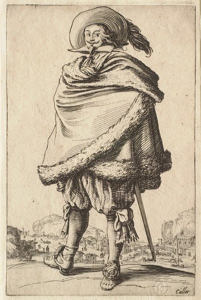 Herren innsvøpt i sin pelskantede frakk av Jacques Callot