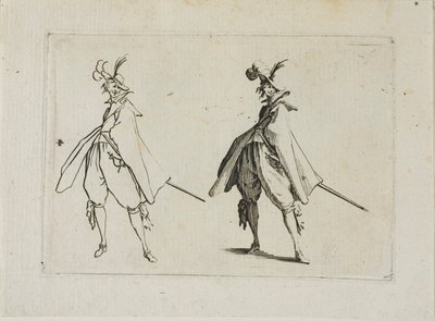 The Gentleman with a Large Coat, sett forfra, fra The Caprices av Jacques Callot