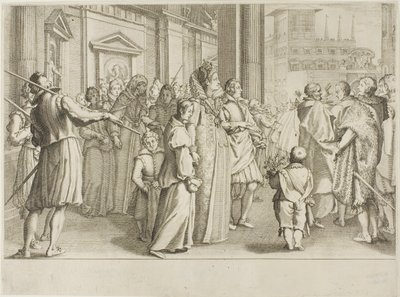 Storhertuginnen Christine av Lorraine eskorterer til kirkens ungdommer som hun tar under sin beskyttelse av Jacques Callot
