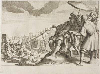 Storhertugen forsterker havnen i Livorno, fra Life of Ferdinando I de’ Medici av Jacques Callot