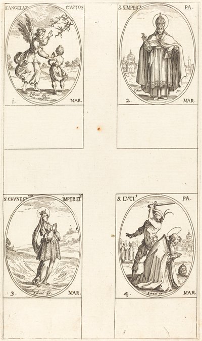 Skytsengelen; St. Simplici; St. Cunegundes; St. Luci av Jacques Callot