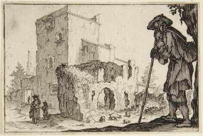 Gjeteren og ruinene av Jacques Callot