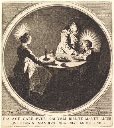 Den hellige familie ved bordet av Jacques Callot