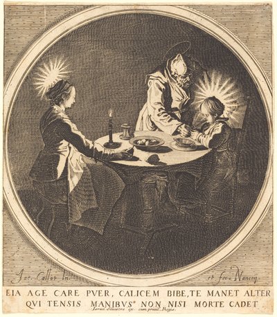 Den hellige familie ved bordet av Jacques Callot
