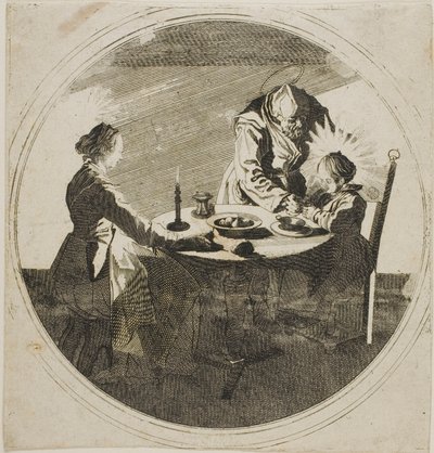 Den hellige familie ved bordet av Jacques Callot