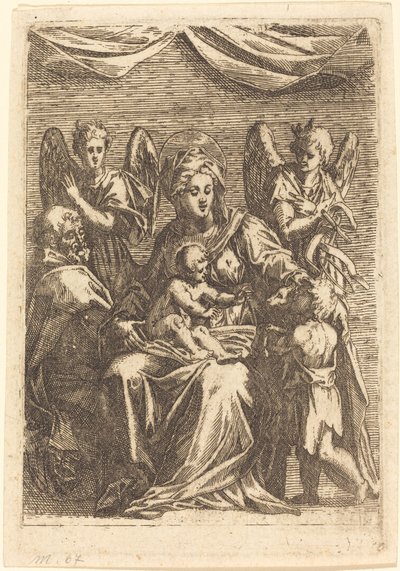 Den hellige familie med to engler av Jacques Callot