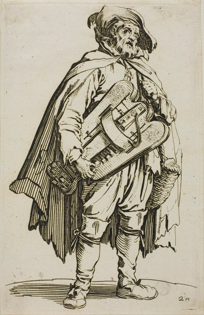 The Hurdy-Gurdy Player, plate to fra The Beggars av Jacques Callot