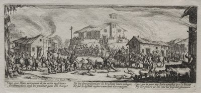 The Large Miseries of War: Plyndring og brenning av en landsby av Jacques Callot