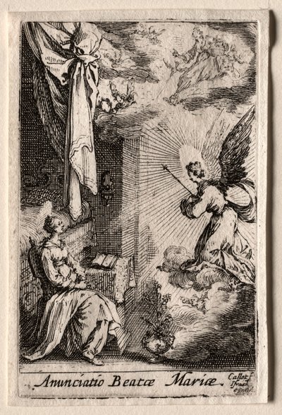 Jomfruens liv: Bebudelsen. av Jacques Callot