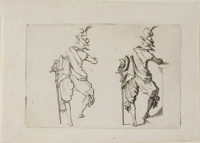 Mannen sett fra baksiden med et stort sverd, fra The Caprices av Jacques Callot