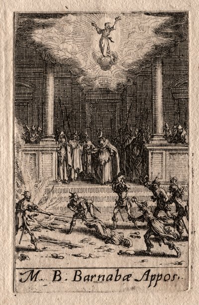 Apostlenes martyrium: St. Barnabas. av Jacques Callot