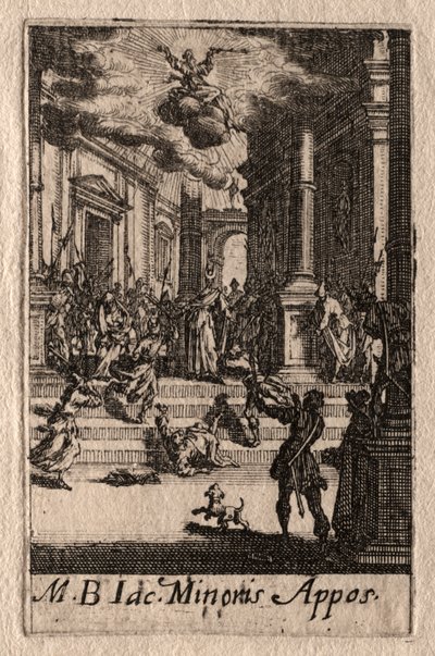 Apostlenes martyrium: St. Jakob den mindre. av Jacques Callot