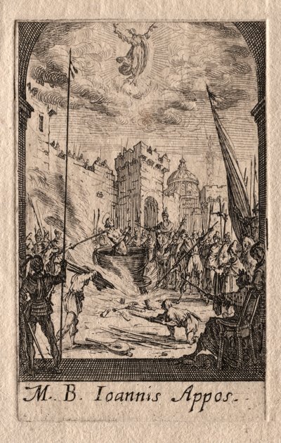Apostlenes martyrium: St. Johannes evangelisten av Jacques Callot