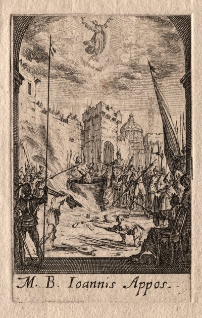Apostlenes martyrium: St. Johannes evangelisten. av Jacques Callot