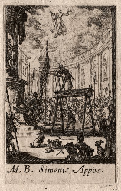 Apostlenes martyrium: St. Simon av Jacques Callot