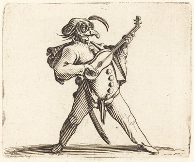 Den maskerte komikeren som spiller gitar av Jacques Callot