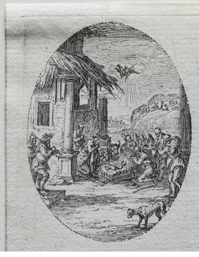 Lidenskapens mysterier: Hyrdenes tilbedelse. av Jacques Callot