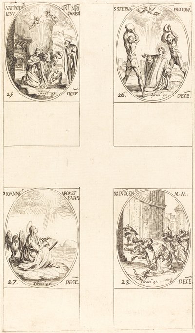 Fødselen, St. Stephen, St. John, Hellige uskyldige. av Jacques Callot