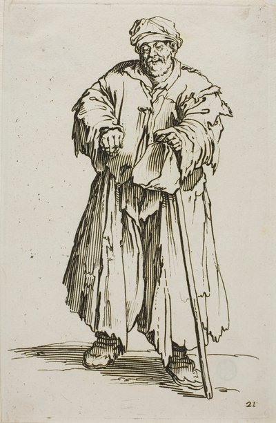 The Obese Beggar with Lowered Eyes, plate 21 fra The Beggars av Jacques Callot