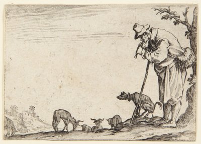 Gjeteren som spiller fløyte av Jacques Callot