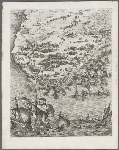 Beleiringen av La Rochelle: Plate 10 av Jacques Callot