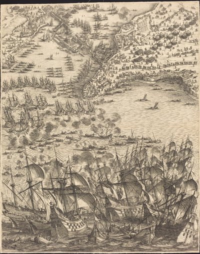Beleiringen av La Rochelle [plate 11 av 16; sett består av 1952.8.97-112] av Jacques Callot