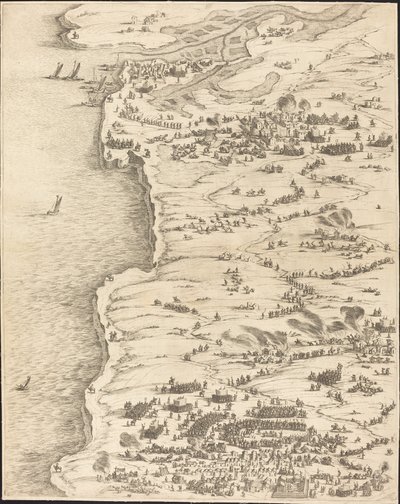 Beleiringen av La Rochelle [plate 5 av 16; sett består av 1952.8.97-112] av Jacques Callot