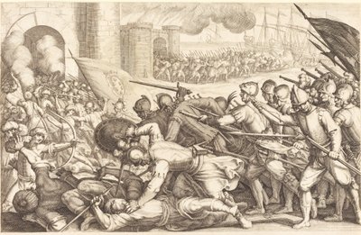 Troppene som tvinger porten til en by av Jacques Callot