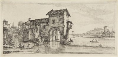 Vannmøllen, fra serien Diverse Vedute Designate in Fiorenza (Forskjellige landskap tegnet i Firenze) av Jacques Callot