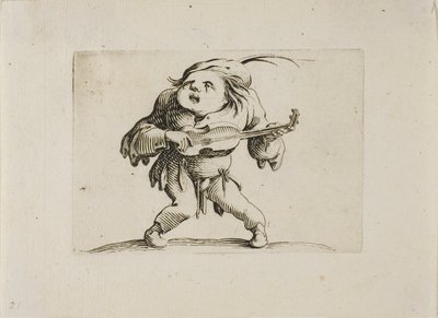 The Wobbly Man Playing the Guitar, fra Varie Figure Gobbi av Jacques Callot