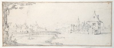 Broen til Gaucheu ved Epinal (svart kritt på papir) av Jacques Callot