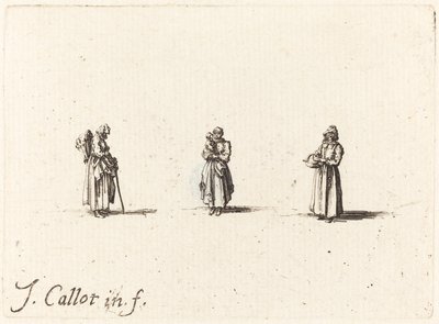 Tre kvinner, en holder et barn, sannsynligvis 1634. av Jacques Callot