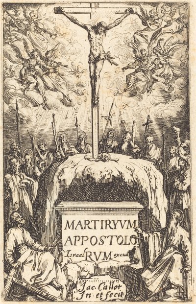 Tittelside for "Apostlenes martyrdommer" av Jacques Callot