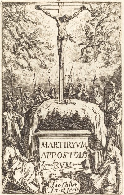 Tittelside for "Apostlenes martyrdommer" av Jacques Callot