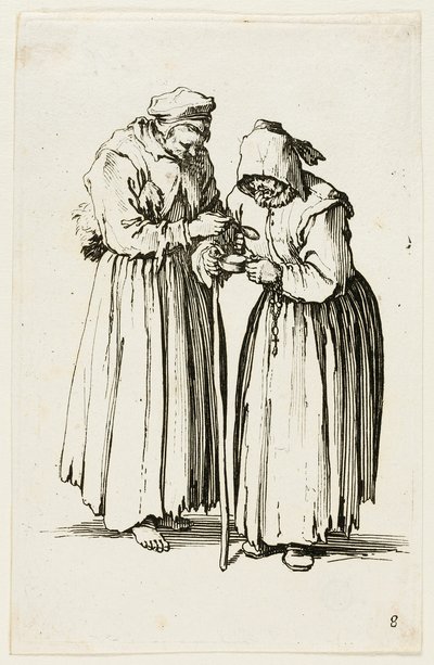 Two Women Beggars, tallerken åtte fra The Beggars av Jacques Callot