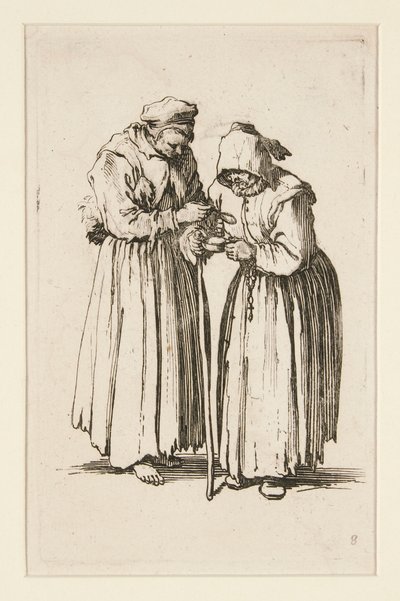 To tiggerkvinner, fra The Beggars (Les deux mendiantes) av Jacques Callot