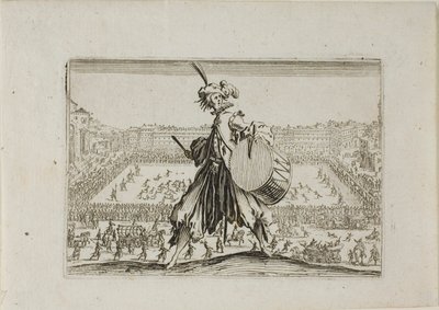 Utsikt over Piazza S. Croce med fotballkamp, fra The Caprices av Jacques Callot