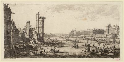 Utsikt over Louvre og den tidligere Porte de Nesle (IFF 667). av Jacques Callot